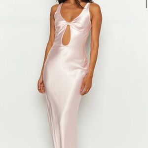 Pink Satin Maxi Dress. Size US6. Brand New.